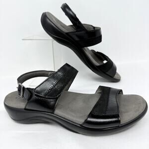 SAS Nudu Sandals Shoes Women 7.5M Black Leather USA Summer Cruise Resort Comfort